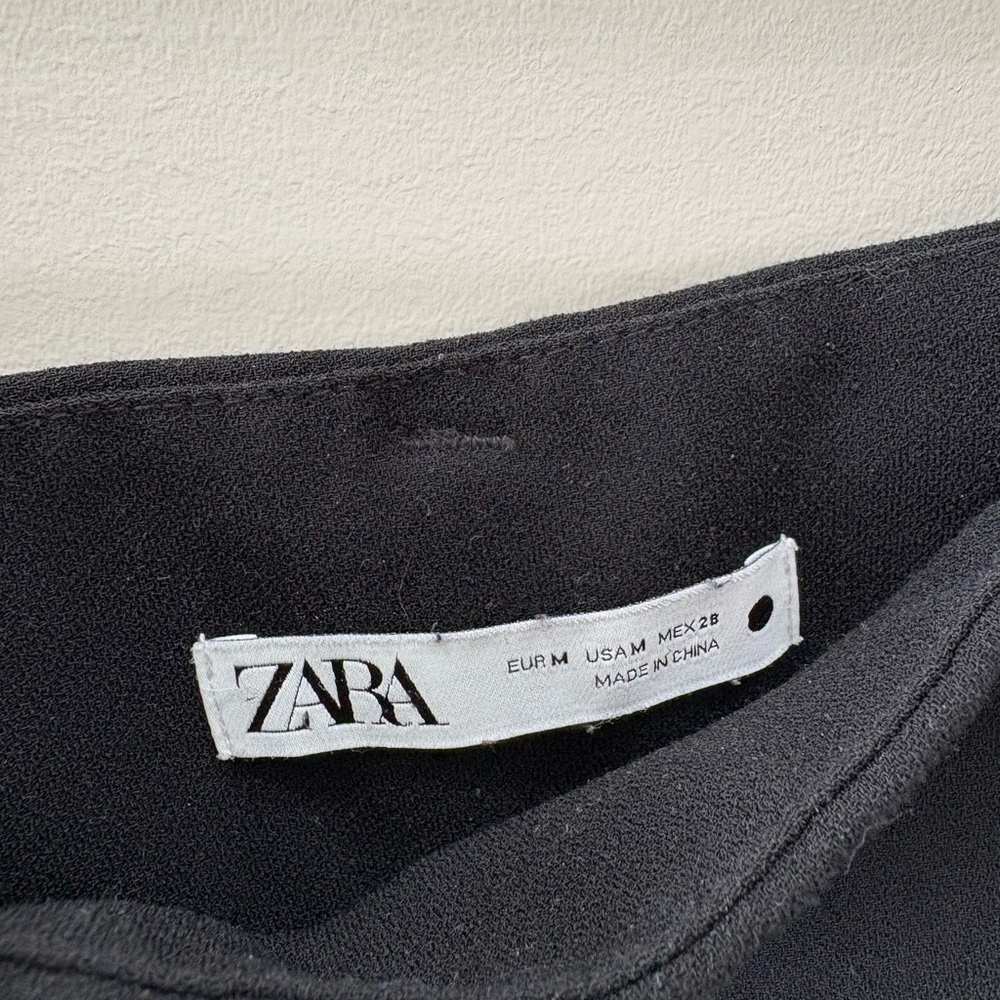 Zara Black High Waist Crop Wide Leg Pants Medium High-Rise Cropped Trousers - Picture 15 of 16